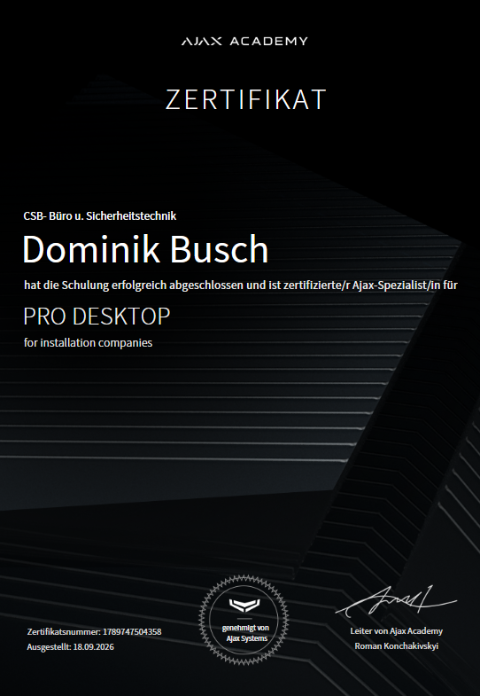 AJAX Academy Zertifikat Pro Desktop